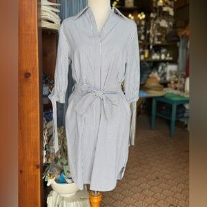 Cals Black and White Striped Long Sleeve Dress